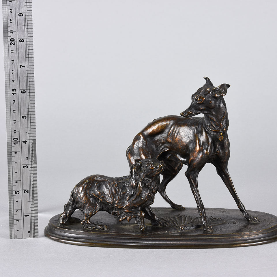 Animalier Mene Bronze - Greyhound and King Charles - Hickmet Fine Arts