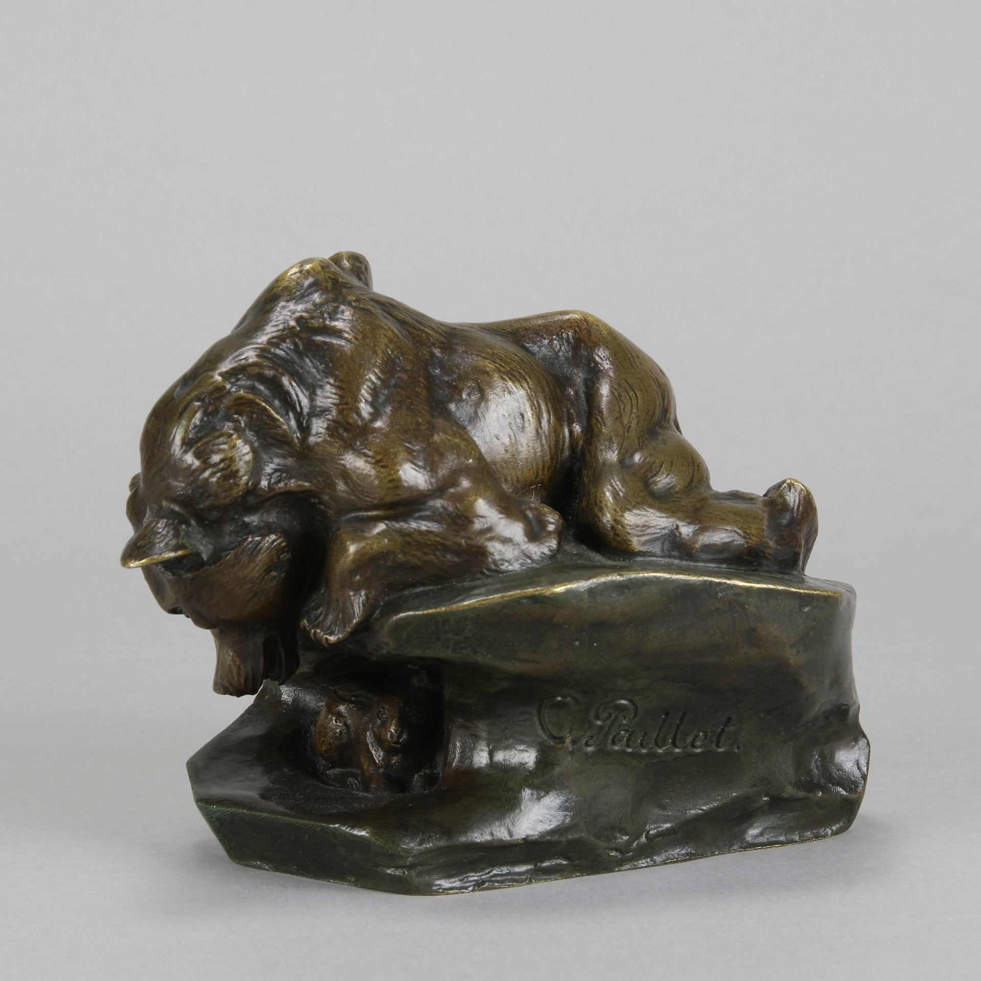 Antique Bronze - Bear and Rabbit - Charles Paillet - Bronze statues for sale - Bronze sculptures for sale - Antique bronze statues - Hickmet Fine Arts
