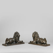 French Bronze Lions - Early 20th Century Bronze - Hickmet Fine Arts 