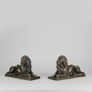 French Bronze Lions - Early 20th Century Bronze - Hickmet Fine Arts 