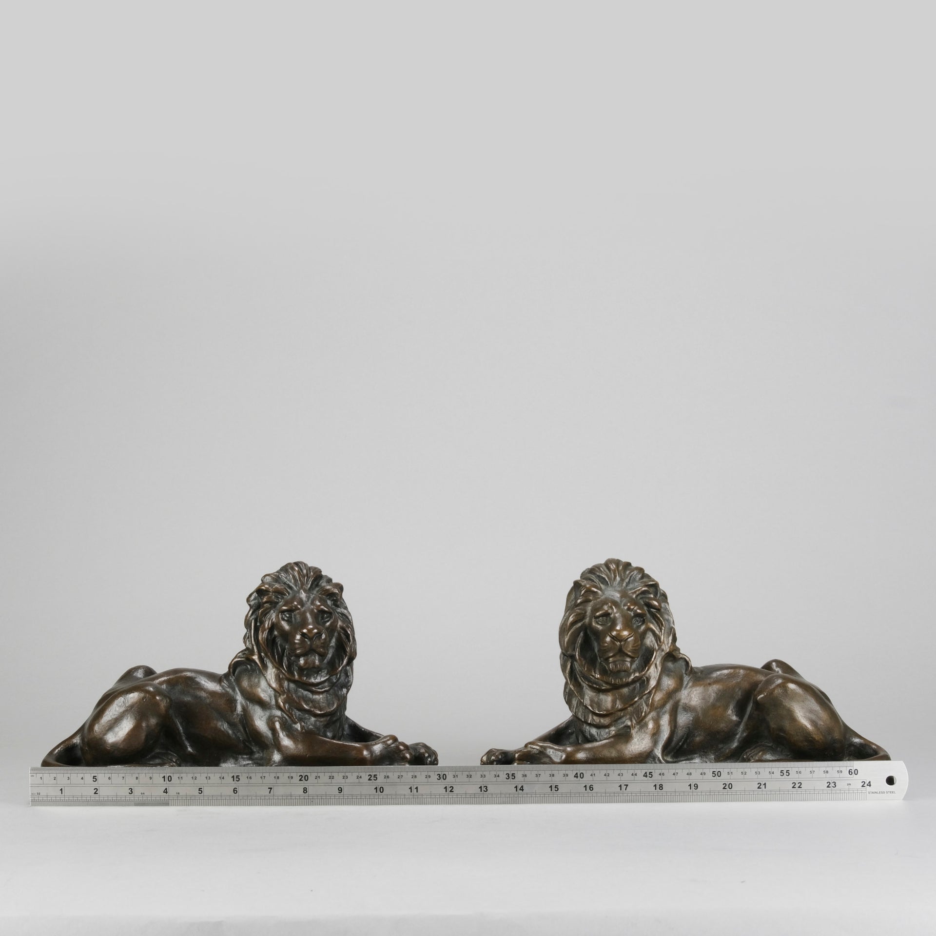 French Bronze Lions - Early 20th Century Bronze - Hickmet Fine Arts 
