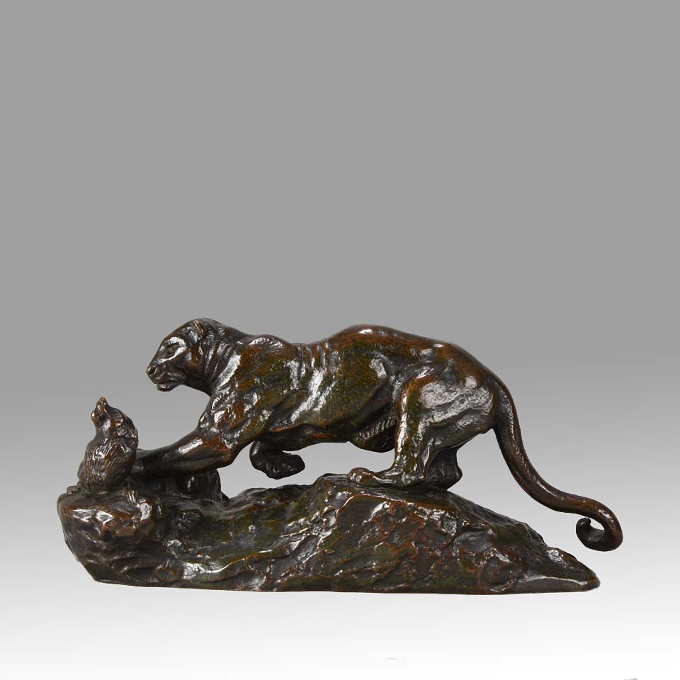 “Panthère Surprenant un Zibeth” Bronze by Antoine Louis Barye