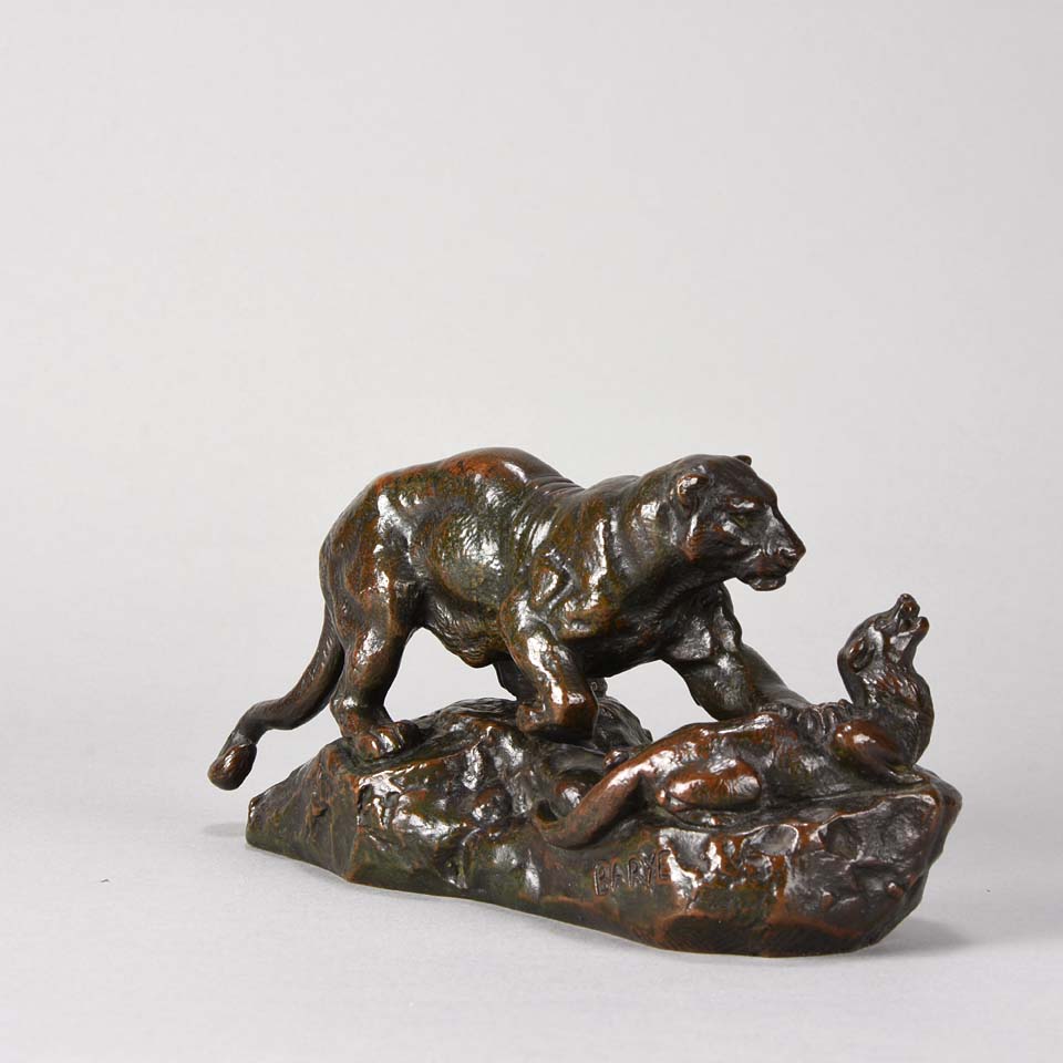 “Panthère Surprenant un Zibeth” Bronze by Antoine Louis Barye