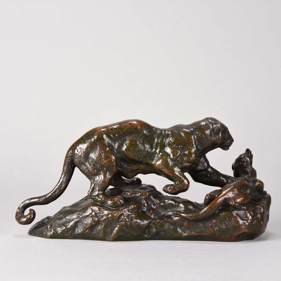 “Panthère Surprenant un Zibeth” Bronze by Antoine Louis Barye