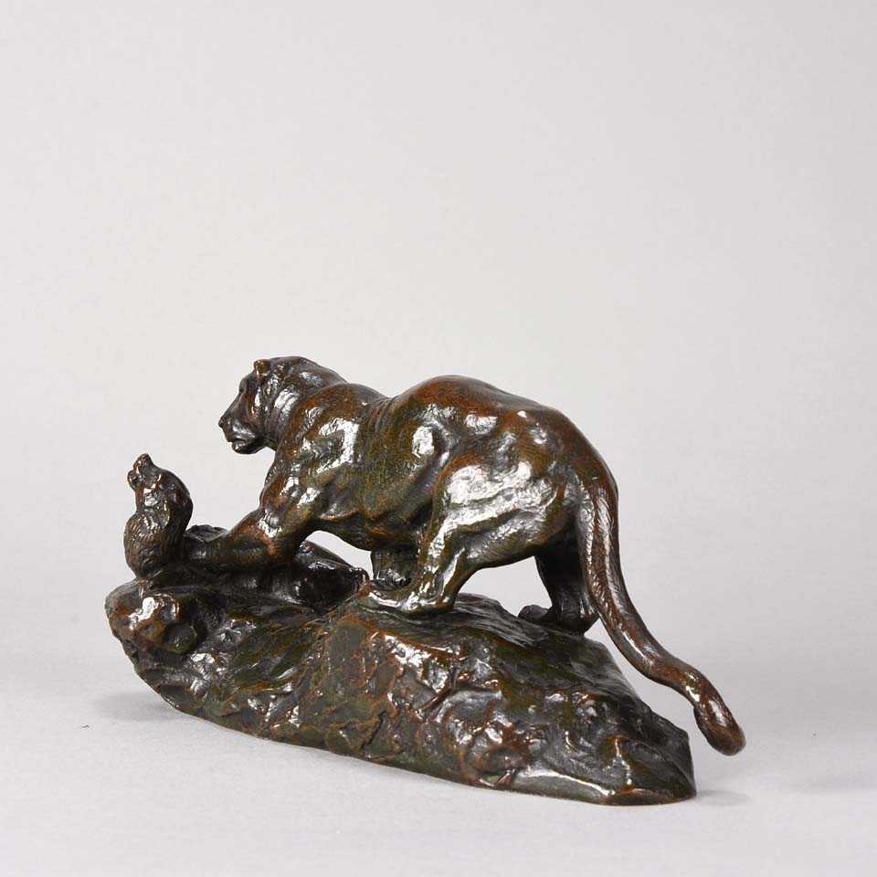 “Panthère Surprenant un Zibeth” Bronze by Antoine Louis Barye