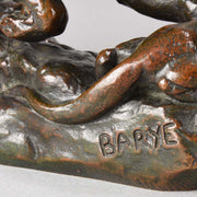 “Panthère Surprenant un Zibeth” Bronze by Antoine Louis Barye