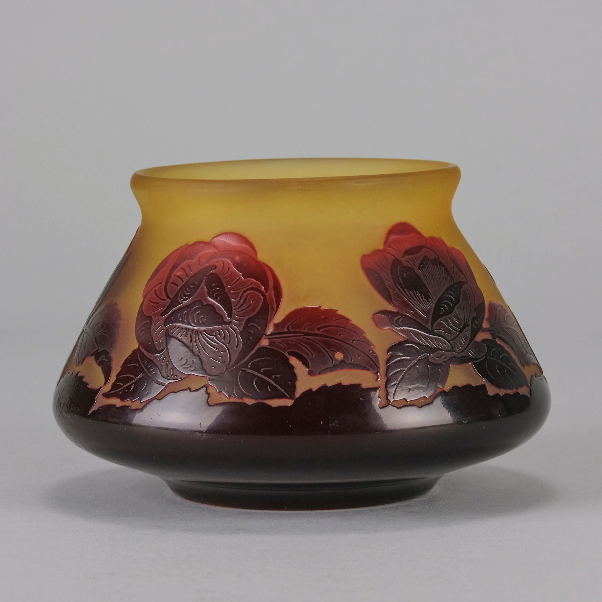 Cameo glass entitled "Floral Bowl" by Paul Nicolas - Hickmet Fine Arts