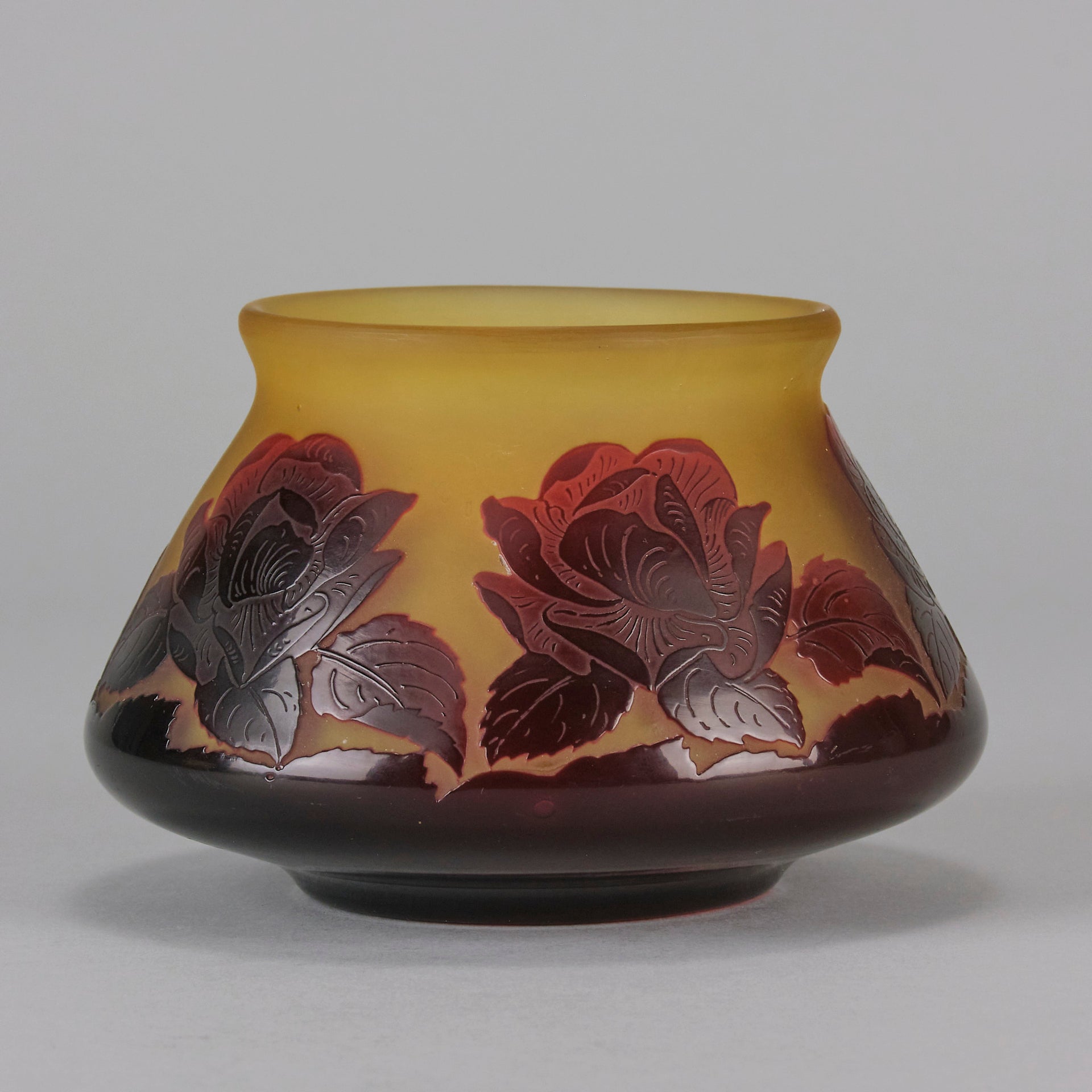 Cameo glass entitled "Floral Bowl" by Paul Nicolas - Hickmet Fine Arts