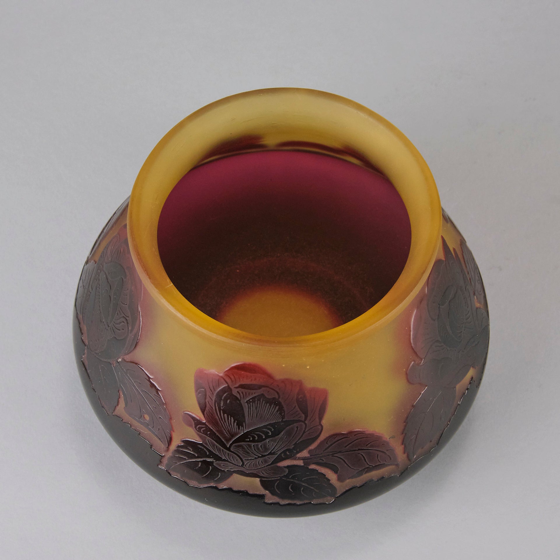 Cameo glass entitled "Floral Bowl" by Paul Nicolas - Hickmet Fine Arts