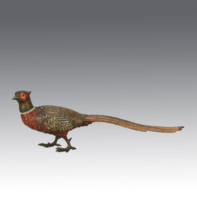 Antique Bronze Pheasant by Franz Bergman exhibiting very fine vibrant colours and good hand finished surface detail 