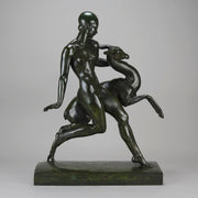 Art Deco Sculpture - Nymph & Deer by Pierre Traverse - Hickmet Fine Arts 