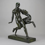 Art Deco Sculpture - Nymph & Deer by Pierre Traverse - Hickmet Fine Arts 