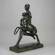 Art Deco Sculpture - Nymph & Deer by Pierre Traverse - Hickmet Fine Arts 