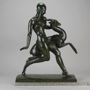 Art Deco Sculpture - Nymph & Deer by Pierre Traverse - Hickmet Fine Arts 