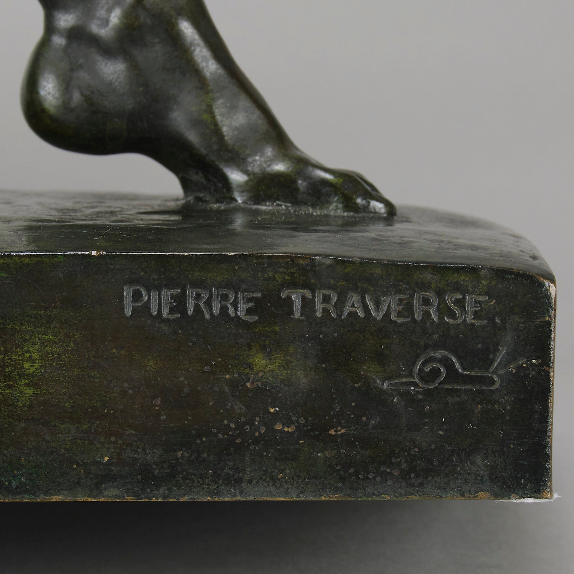 Art Deco Sculpture - Nymph & Deer by Pierre Traverse - Hickmet Fine Arts 