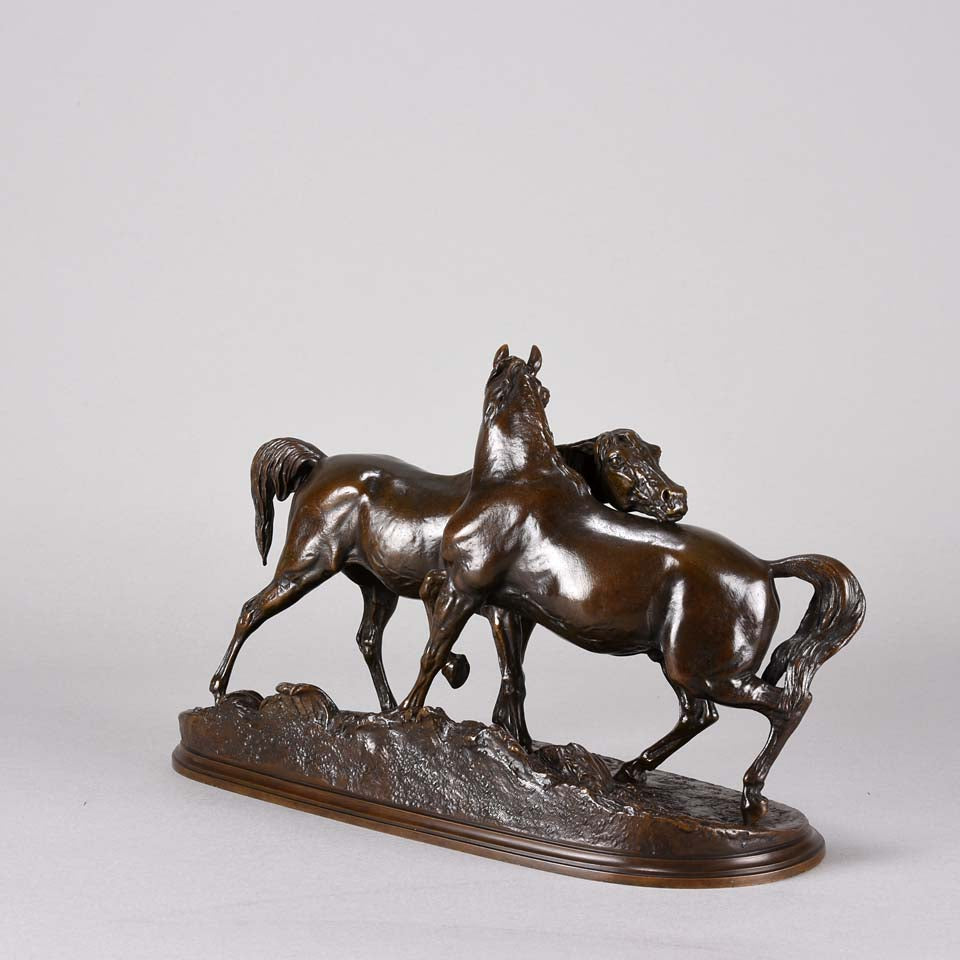 Pierre Jules Mene L'Accolade - Animal Bronze - Hickmet Fine Arts 