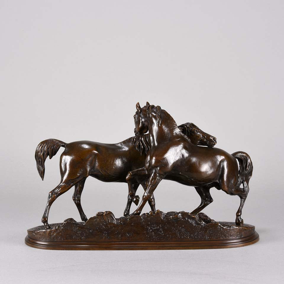 Pierre Jules Mene L'Accolade - Animal Bronze - Hickmet Fine Arts 