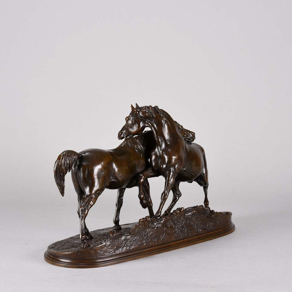 Pierre Jules Mene L'Accolade - Animal Bronze - Hickmet Fine Arts 