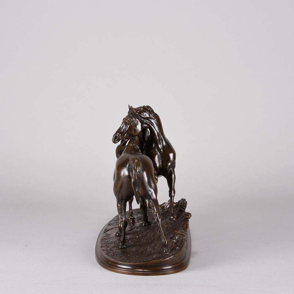 Pierre Jules Mene L'Accolade - Animal Bronze - Hickmet Fine Arts 