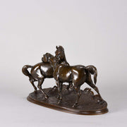 Pierre Jules Mene L'Accolade - Animal Bronze - Hickmet Fine Arts 