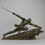 Man & Spear by Pierre Le Faguays - Art Deco Bronze - Hickmet Fine Arts