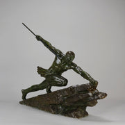 Man & Spear by Pierre Le Faguays - Art Deco Bronze - Hickmet Fine Arts