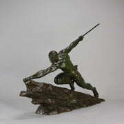 Man & Spear by Pierre Le Faguays - Art Deco Bronze - Hickmet Fine Arts