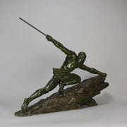 Man & Spear by Pierre Le Faguays - Art Deco Bronze - Hickmet Fine Arts