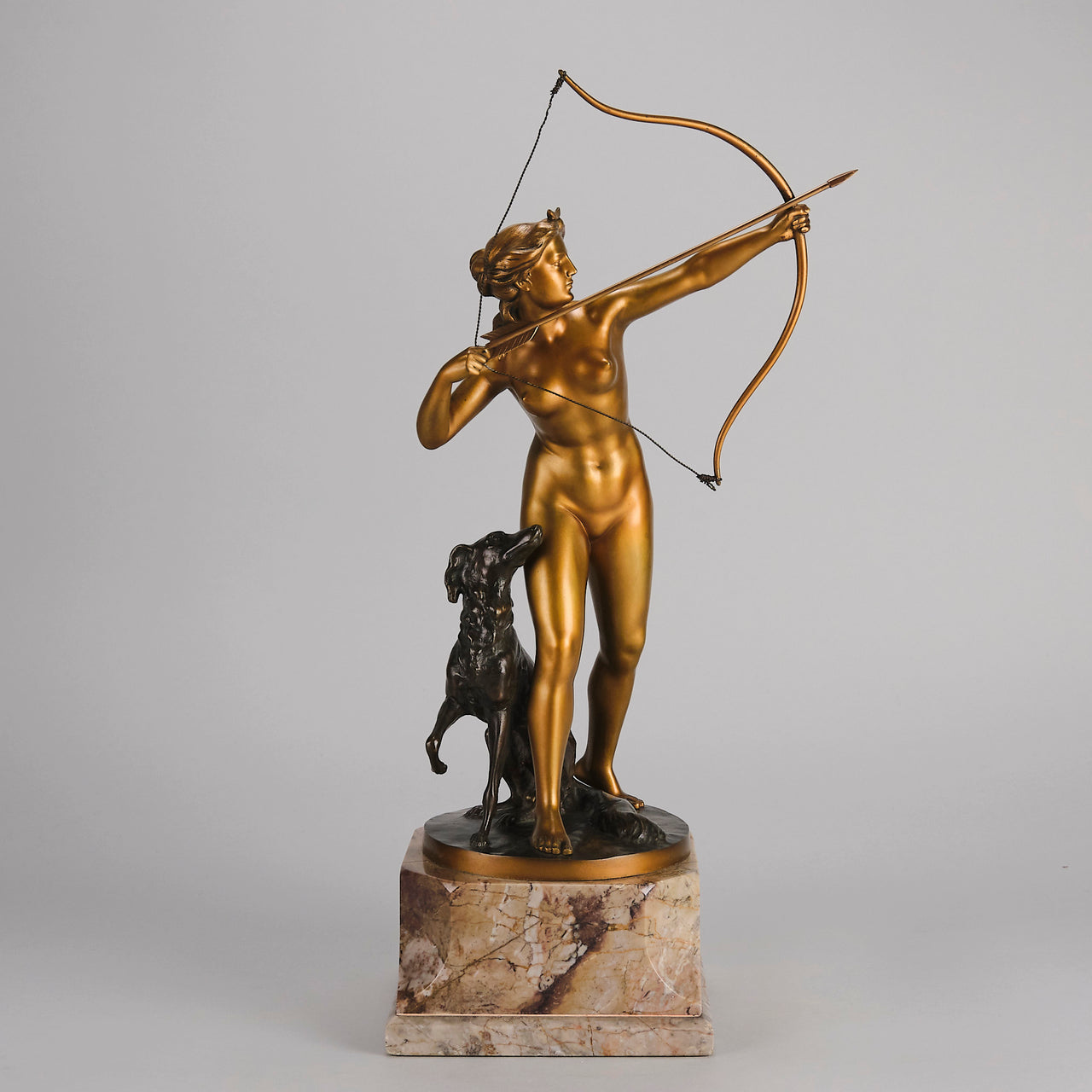 Art deco figurines – Diana with Hound – Prof Poertzel - Antique Bronze - Art Deco Sculpture - Bronze statues for sale - art deco statues 1930s - art deco bronze figurines - antique bronze figures - bronze figurines for sale - Art Deco Bronze - genuine art deco figurines - Art Deco Bronze Lady - Antique bronze statues - Antique bronze sculptures for sale - Art Deco sculptures for sale – Hickmet Fine Arts