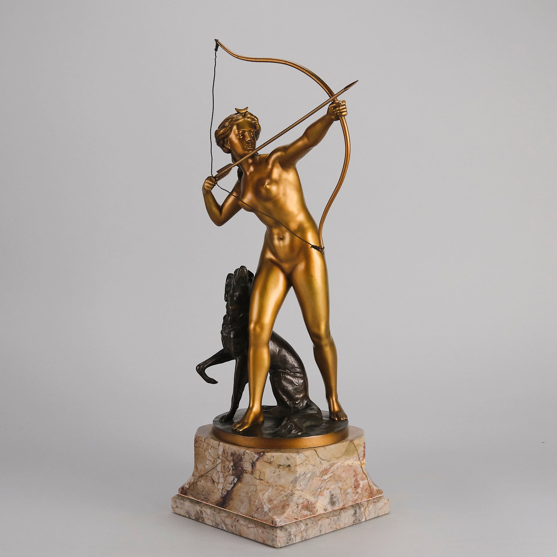 Art deco figurines – Diana with Hound – Prof Poertzel - Antique Bronze - Art Deco Sculpture - Bronze statues for sale - art deco statues 1930s - art deco bronze figurines - antique bronze figures - bronze figurines for sale - Art Deco Bronze - genuine art deco figurines - Art Deco Bronze Lady - Antique bronze statues - Antique bronze sculptures for sale - Art Deco sculptures for sale – Hickmet Fine Arts
