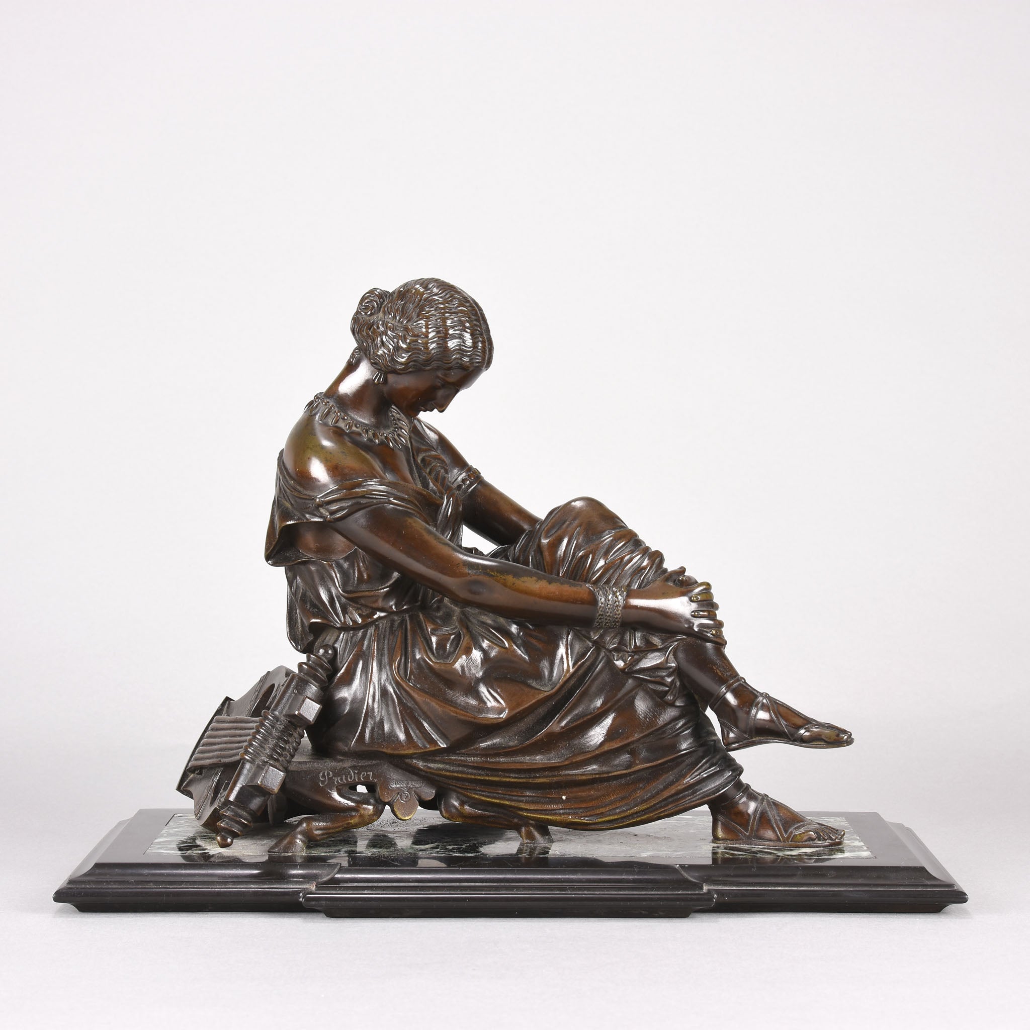 James Pradier Bronze - Seated Sappho - Hickmet Fine Arts