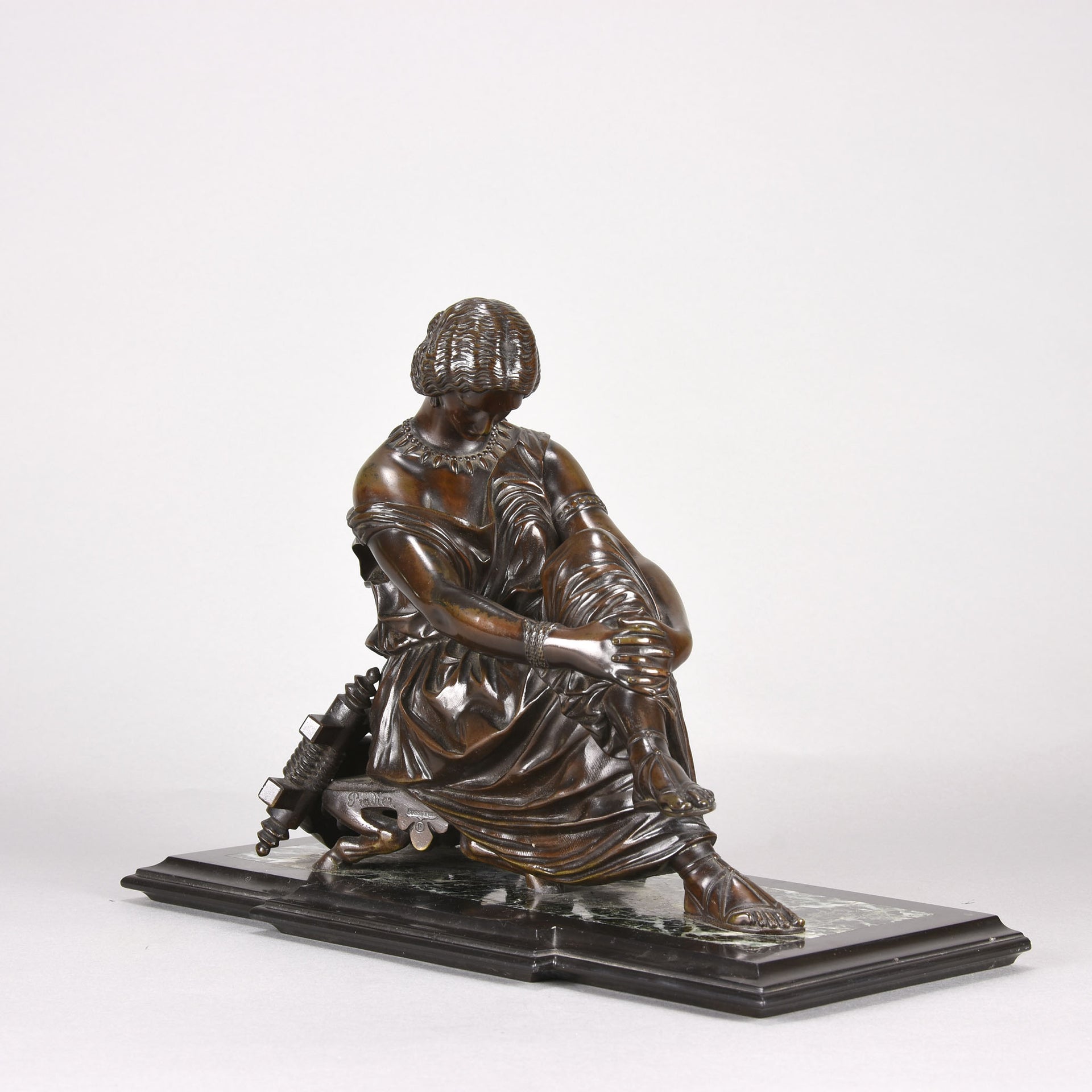 James Pradier Bronze - Seated Sappho - Hickmet Fine Arts 