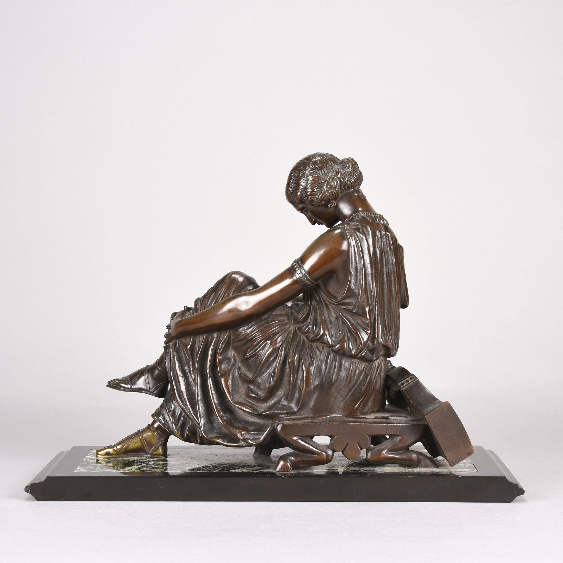 James Pradier Bronze - Seated Sappho - Hickmet Fine Arts 