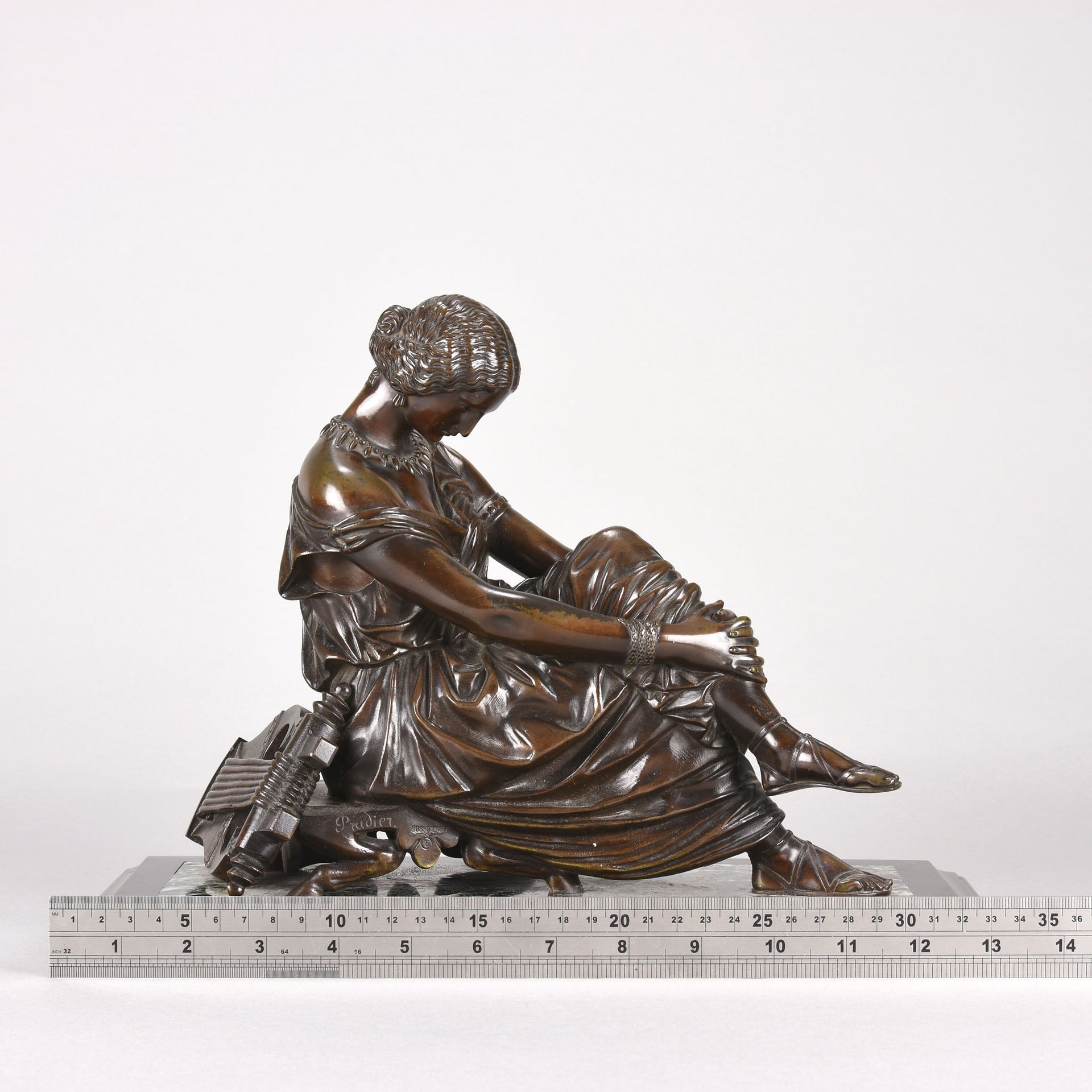 James Pradier Bronze - Seated Sappho - Hickmet Fine Arts 