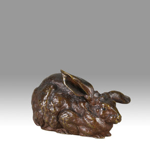 Pautrot Rabbit - Lapin Assis - Animaliers by Ferdinand Pautrot - Antique Bronze - Hickmet Fine Arts