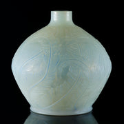 Plumes an exquisite early 20th Century French Art Deco opalescent glass vase by Rene Lalique with a striking floating feather design with a sky blue colour