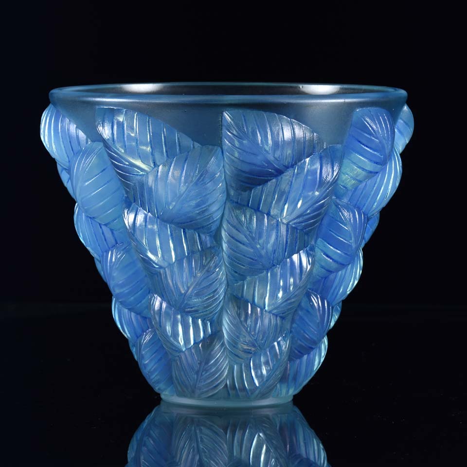 René Lalique Moissac Vase - Opalescent Glass Vase - Hickmet Fine Arts
