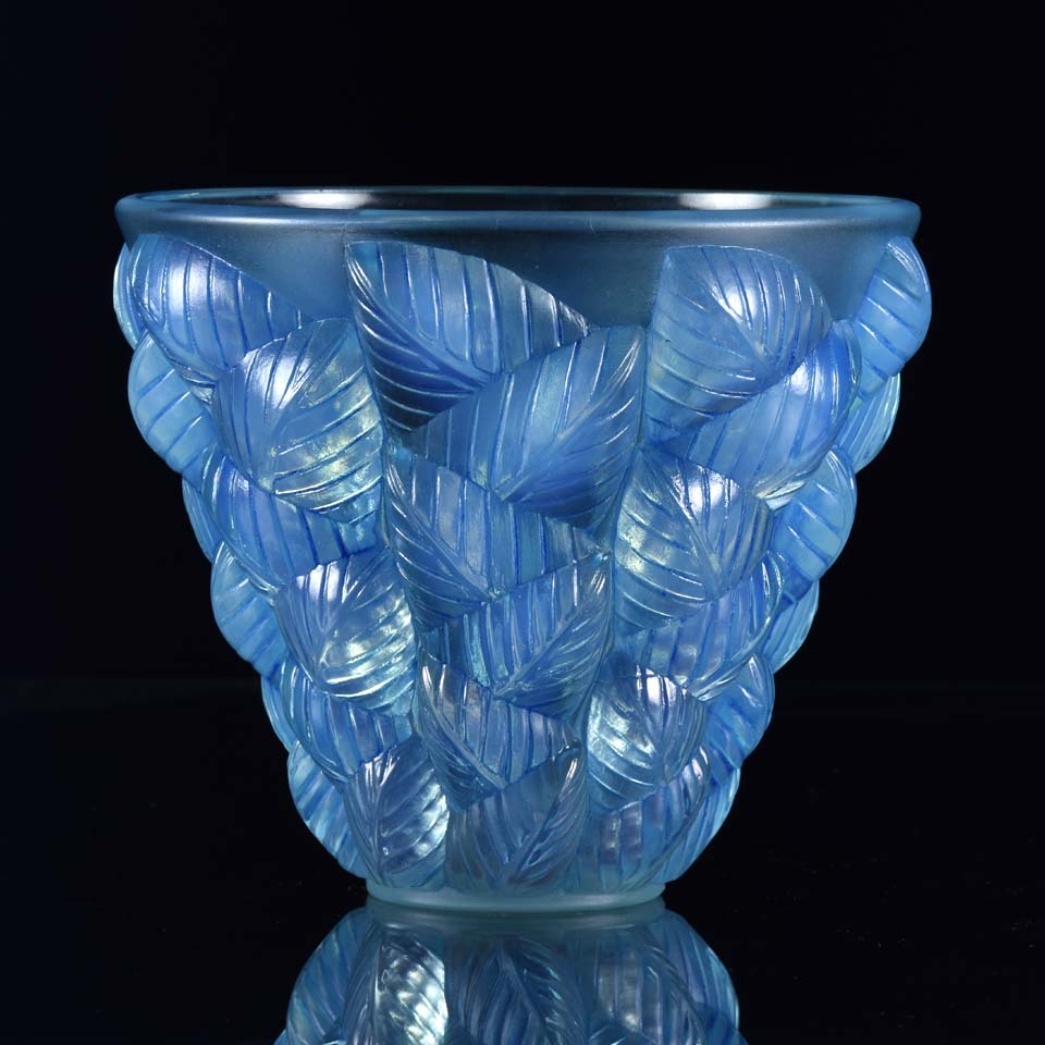 René Lalique Moissac Vase - Opalescent Glass Vase - Hickmet Fine Arts