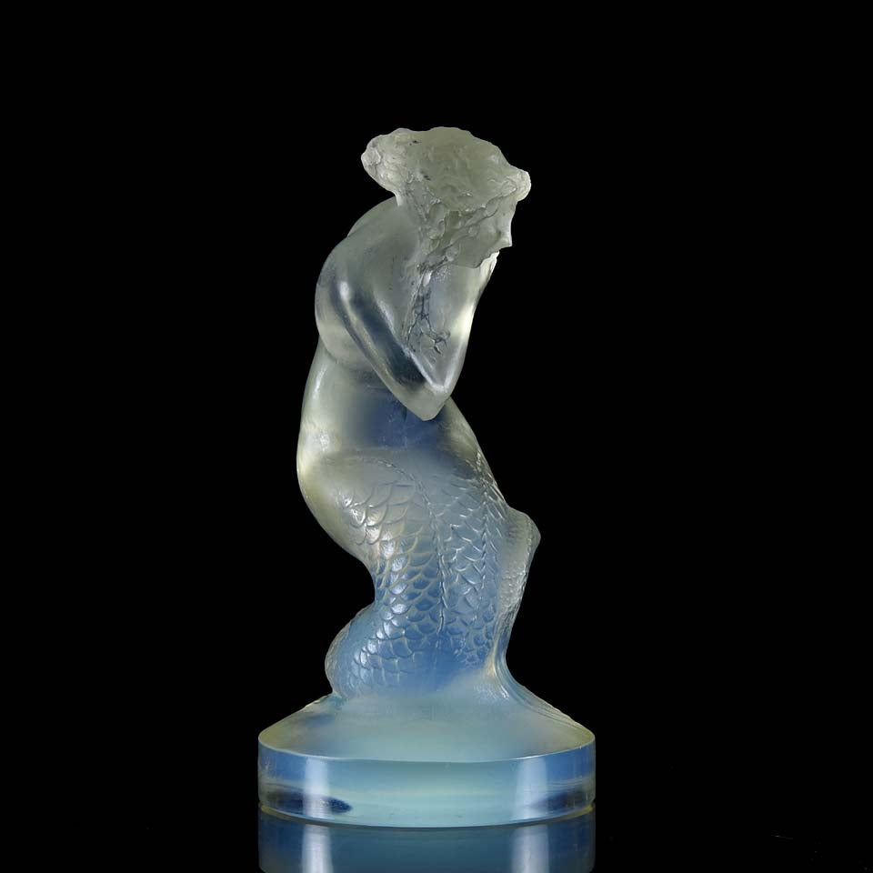 Art Deco Opalescent Glass Car Mascot Naiade by Rene Lalique 