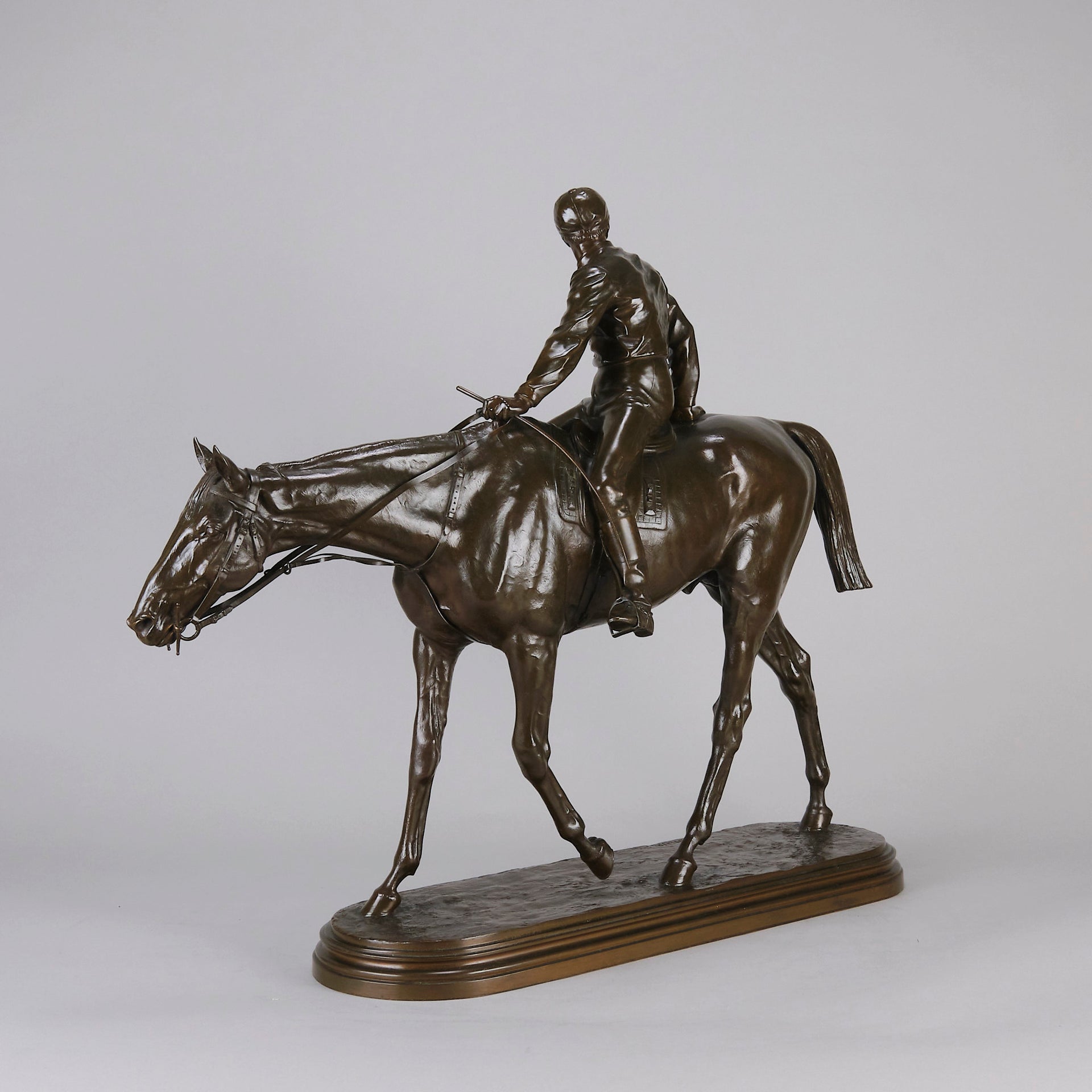 Bonheur bronze horse and jockey