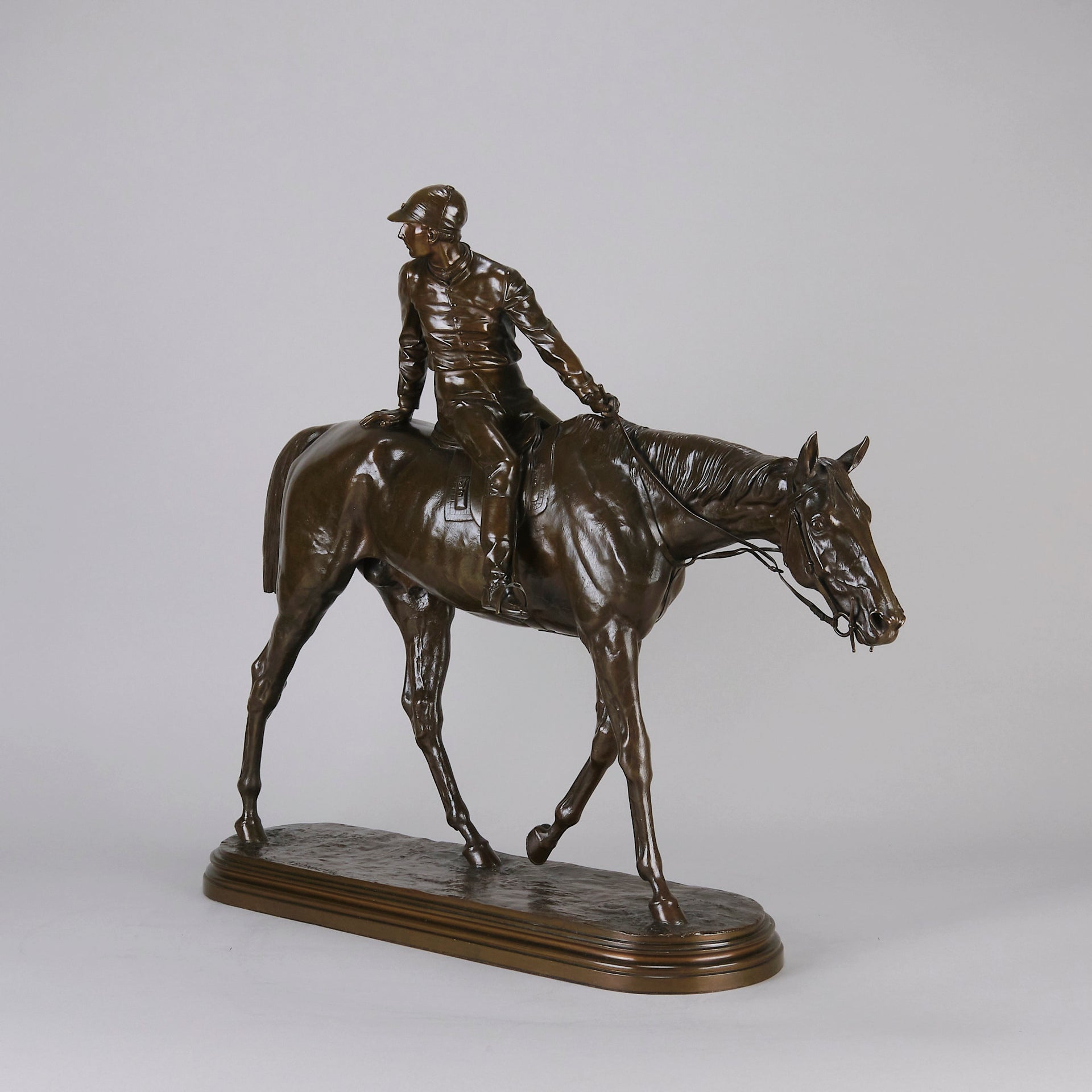 Bonheur bronze horse and jockey