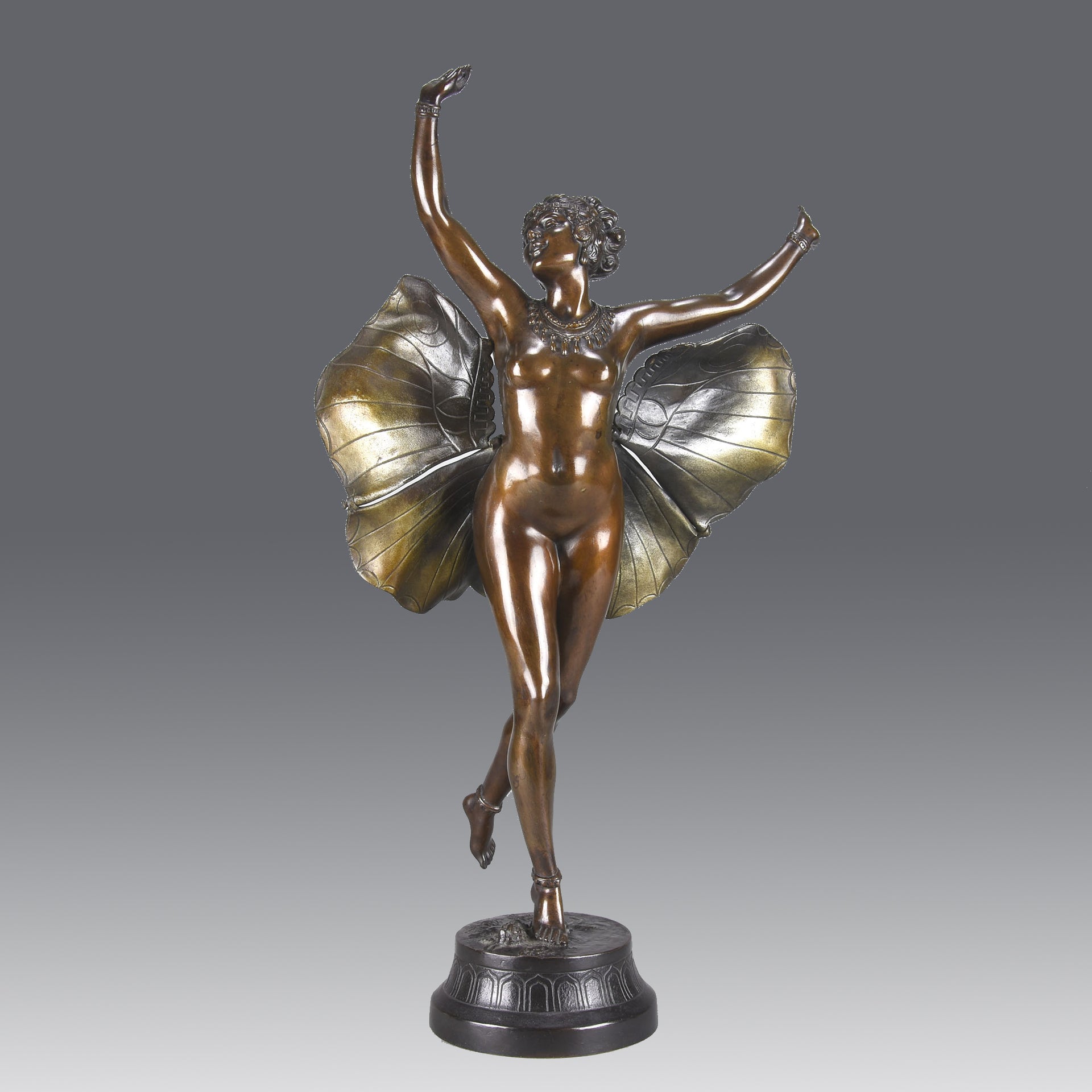 Antique Bronze - Vienna Bronze - Butterfly Dancer - Richard Thuss Bronze - Hickmet Fine Arts
