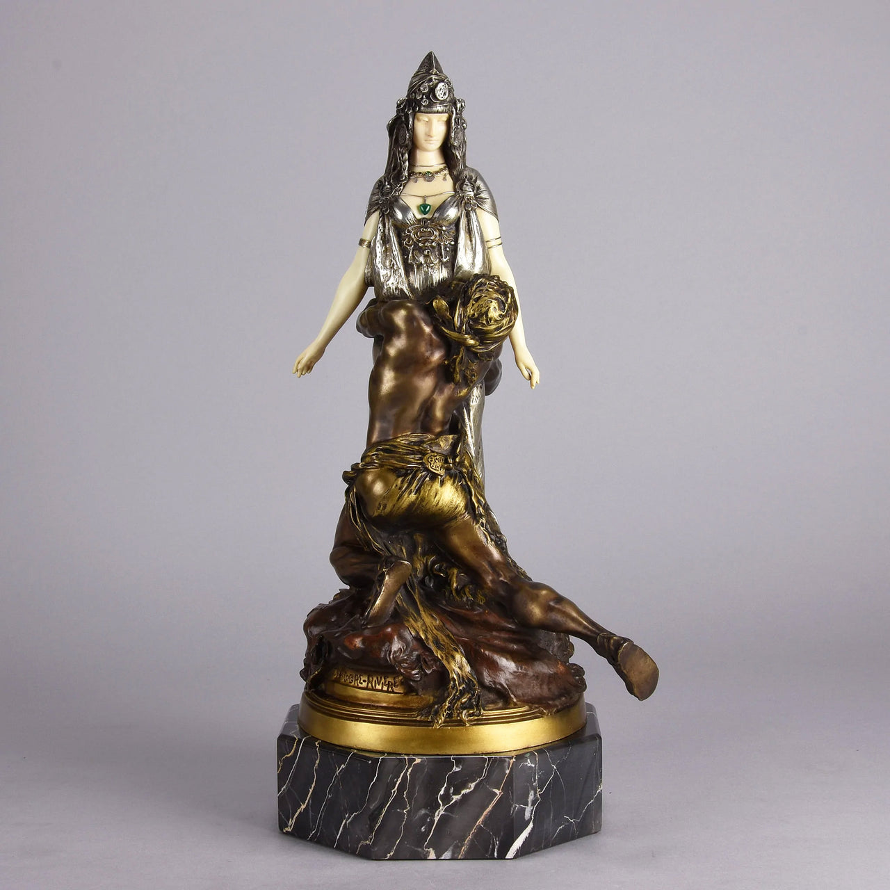 Theodore Riviere – Salammbo et Matho - Antique Bronze - Bronze statues for sale - - antique bronze figures - bronze figurines for sale - Antique bronze statues - Antique bronze sculptures for sale – Hickmet Fine Arts