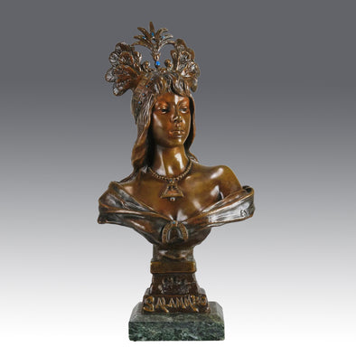 Art Nouveau Bust - Emmanuel Villanis - Salammbo - Antique Bronze - Bronze statues for sale - Bronze sculptures for sale - Antique bronze statues - Hickmet Fine Arts