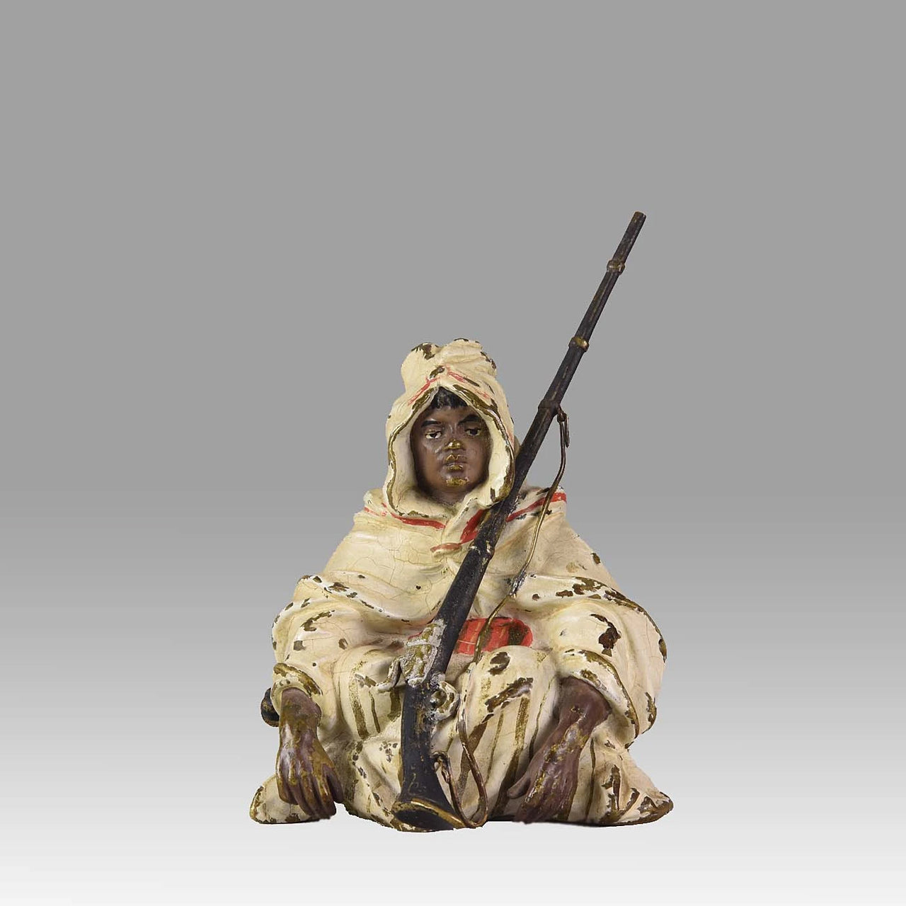 Franz Xavier Bergman Bronze - Arab warrior with rifle - Franz Bergman