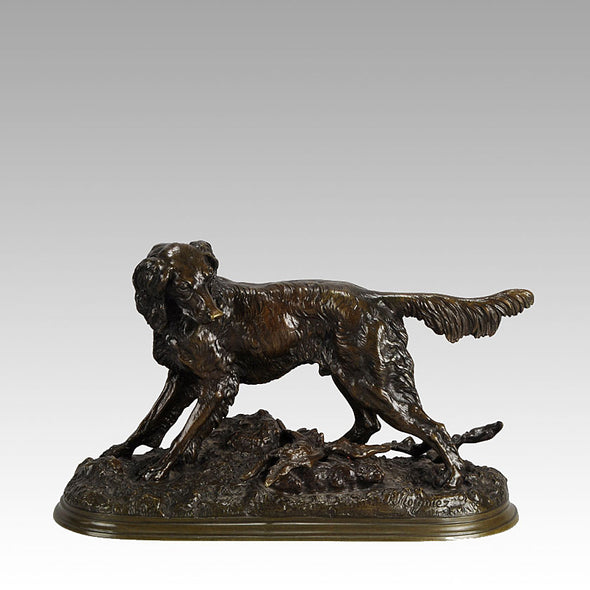Setter and Rabbit bronze by Moigniez