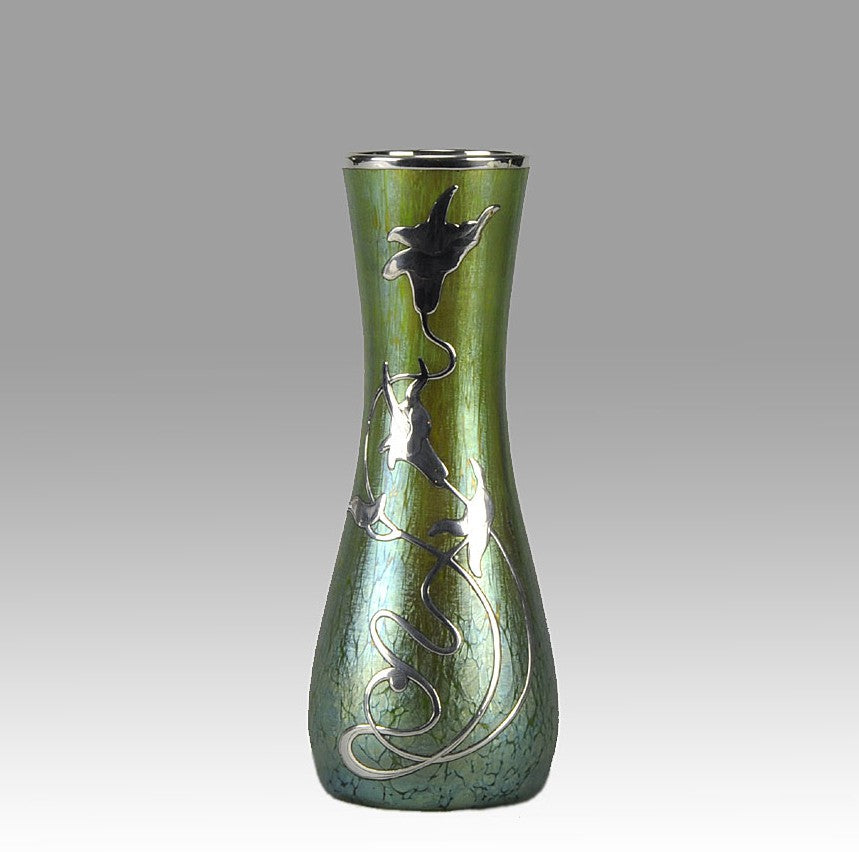 Slender Nouveau Silvered Vase by Johann Loetz