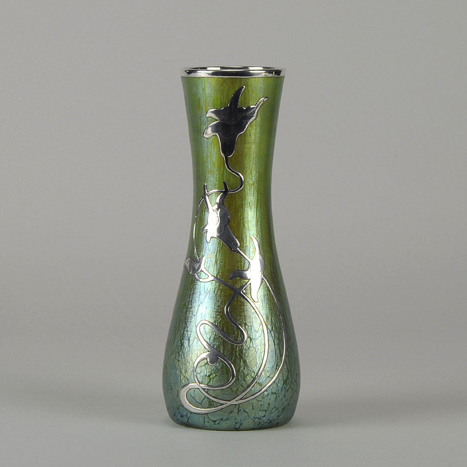 Slender Nouveau Silvered Vase by Johann Loetz