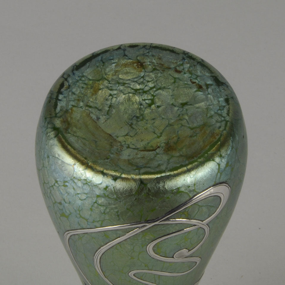 Slender Nouveau Silvered Vase by Johann Loetz