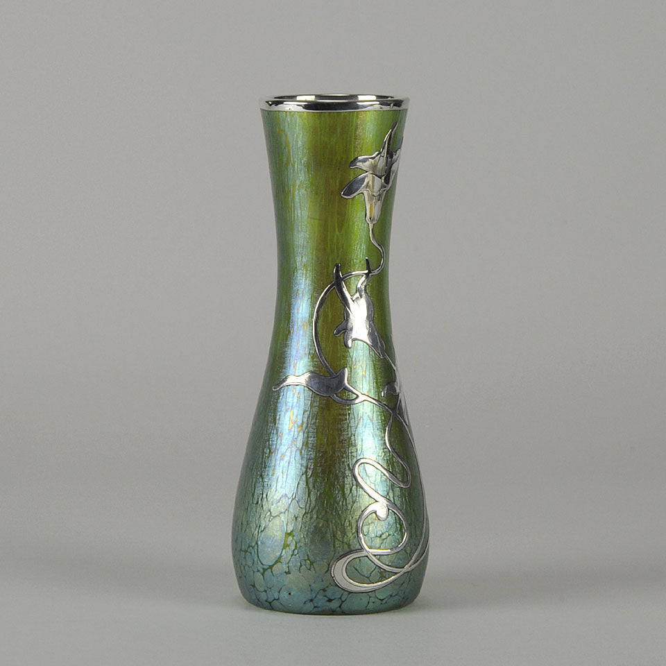 Slender Nouveau Silvered Vase by Johann Loetz
